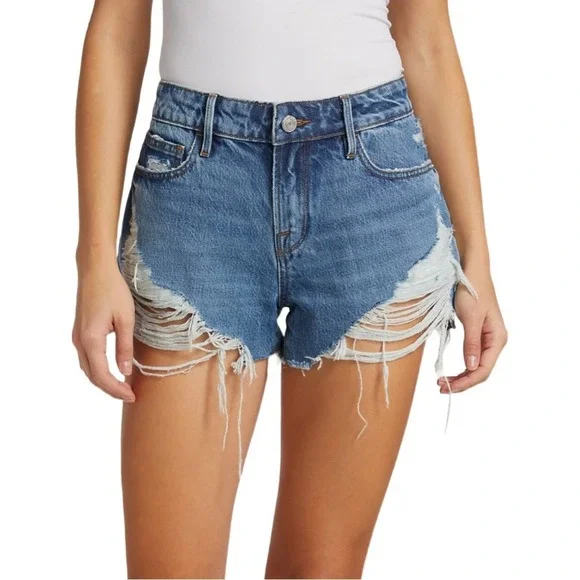 Frame La Grand Garçon Distressed Shorts Patina Rip Size 31 #195 - Picture 7 of 8